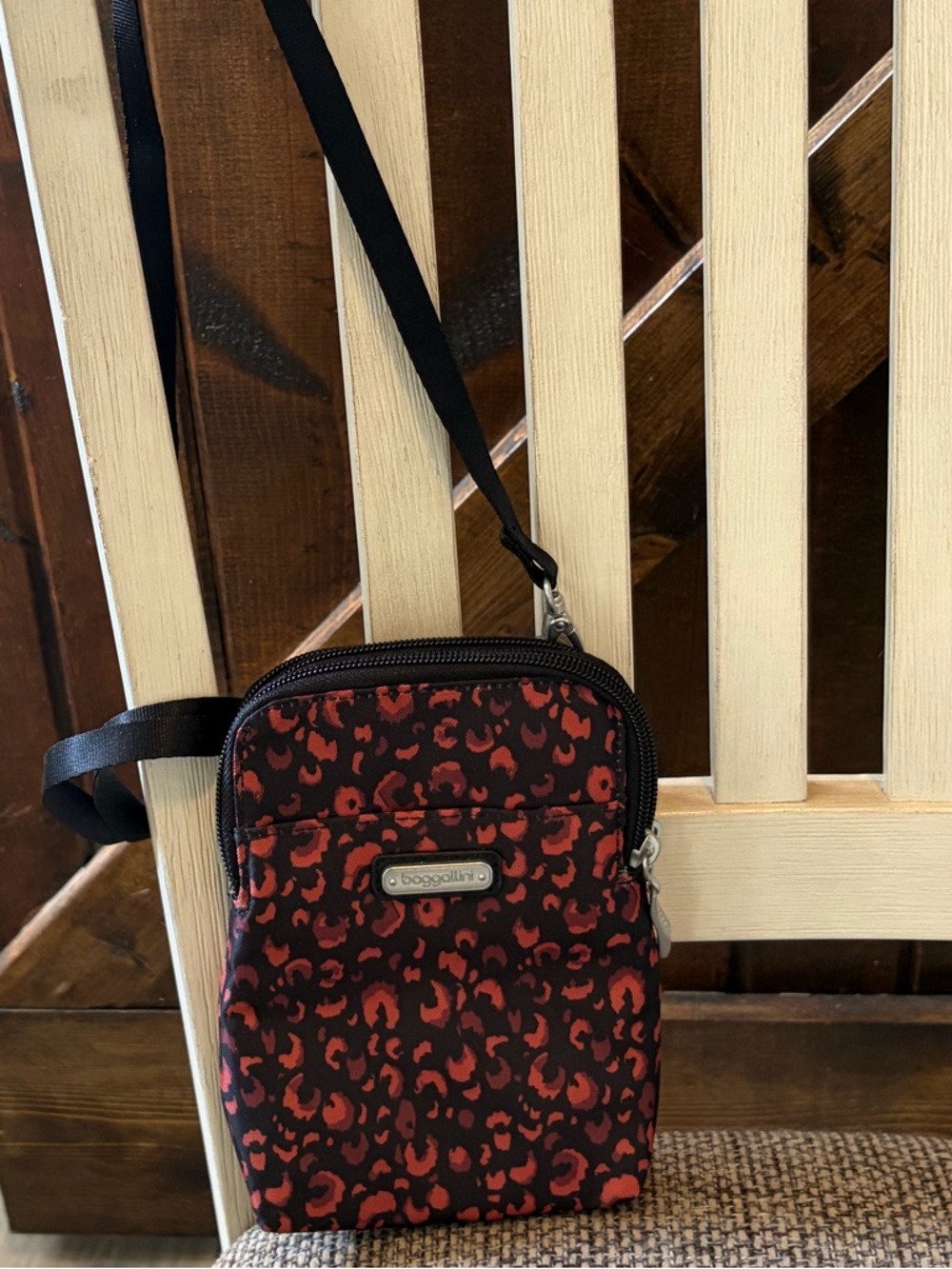 Crossbody Bag with Red Leopard Print